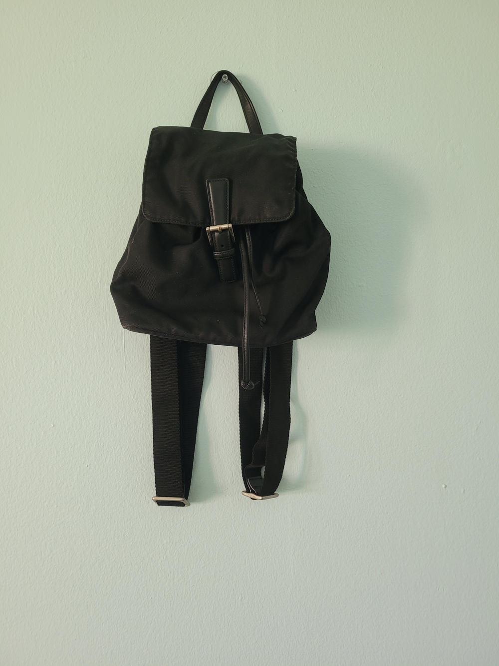 & Other Stories Black Nylon Drawstring Backpack with Buckle